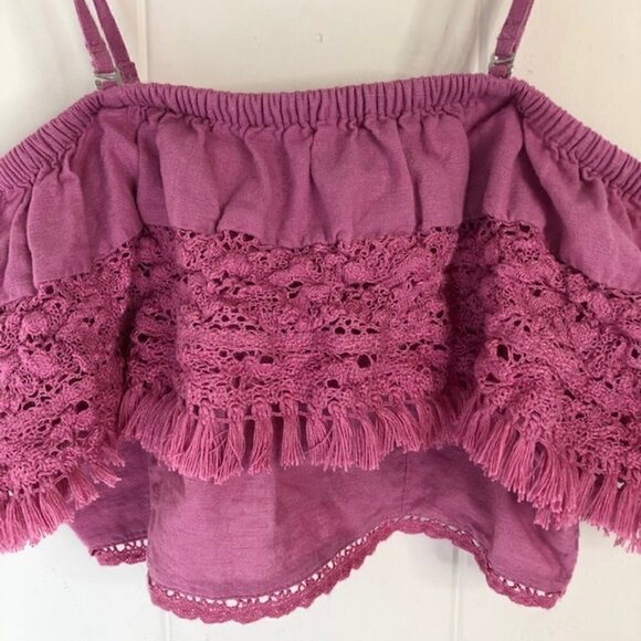 American Eagle Outfitters Womens Linen Blend Crop Top Small - Picture 4 of 8